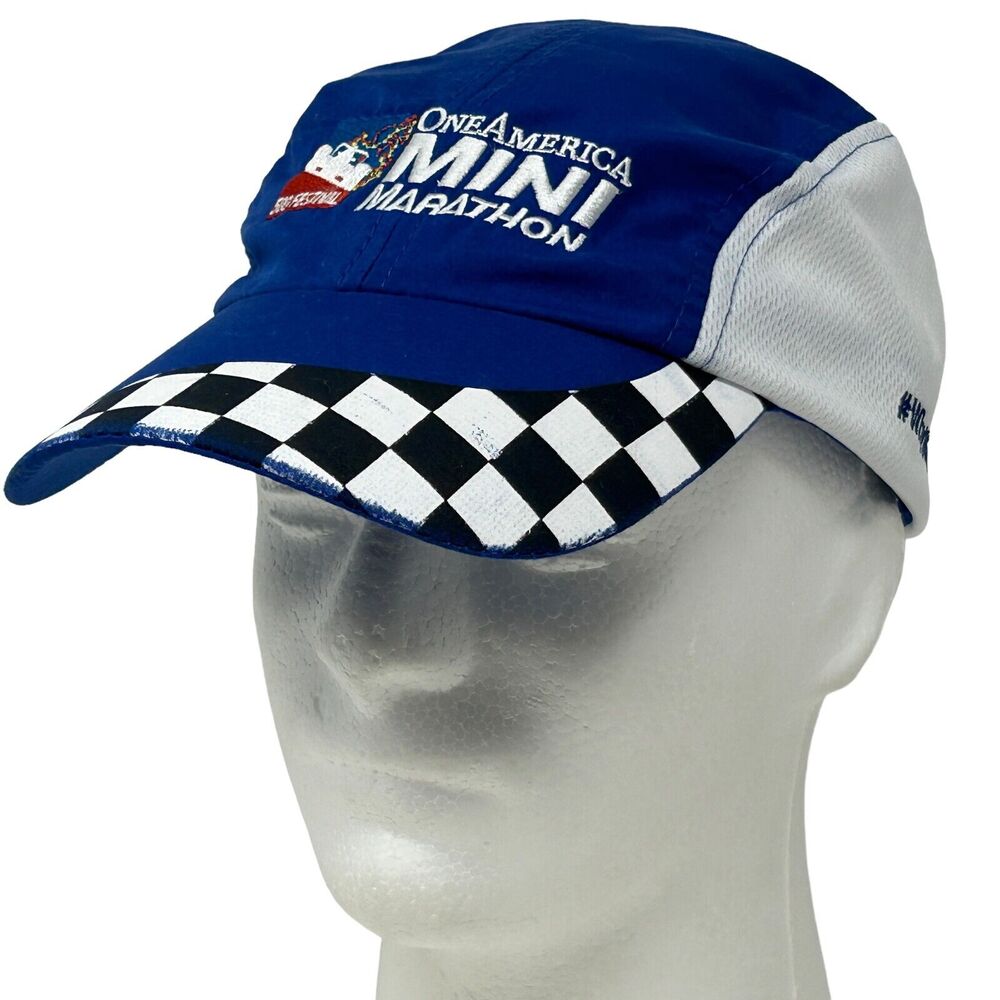 One America 500 Mini Marathon Runners Hat Cap Blue Lightweight Running Indiana